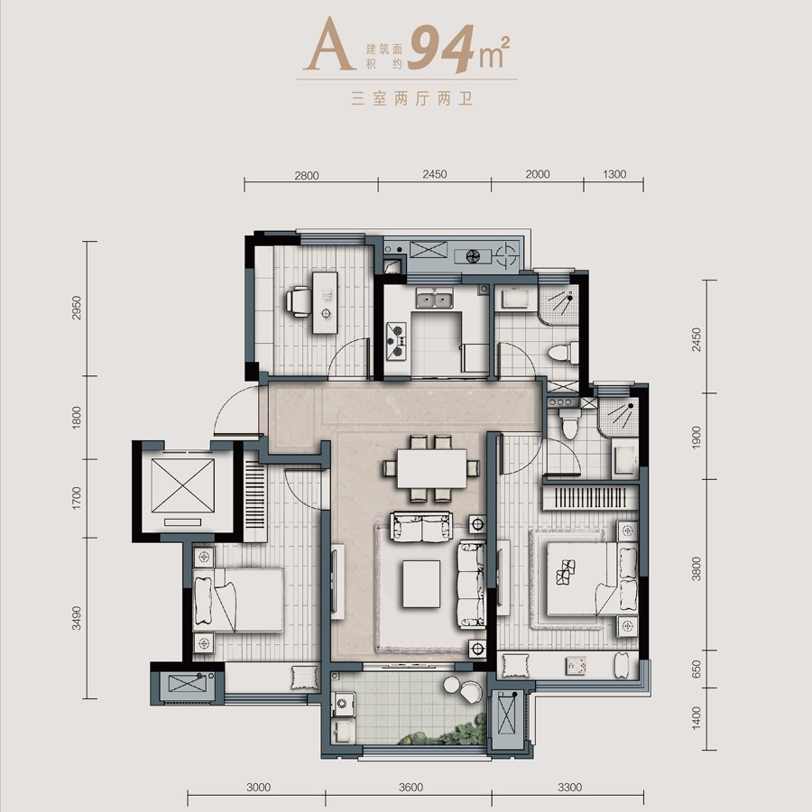 A戶型 建筑面積：94㎡