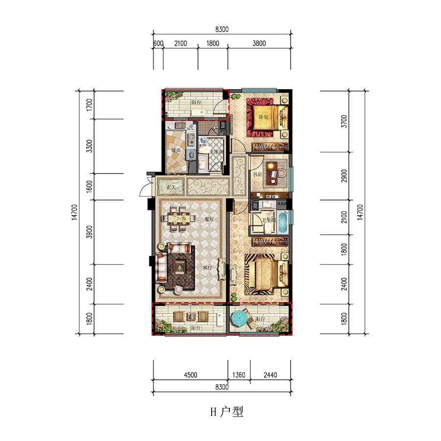 H戶型  建筑面積