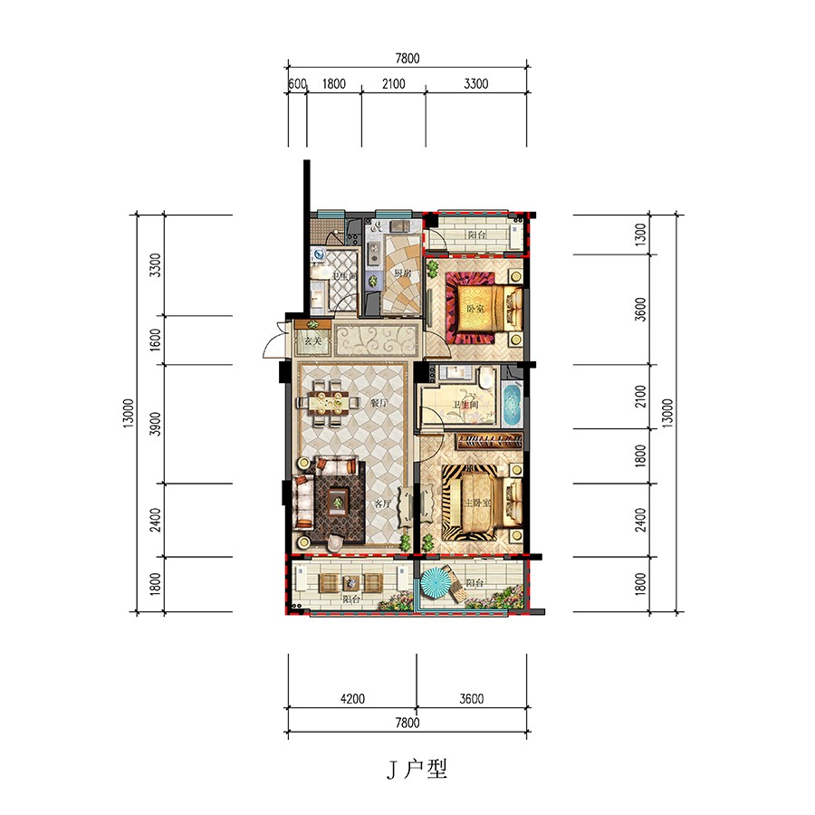 J戶型 建筑面積：