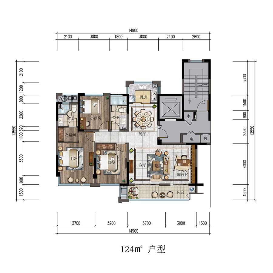戶型3 建筑面積:124㎡