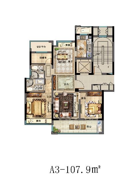 A3戶型 建筑面積：107㎡