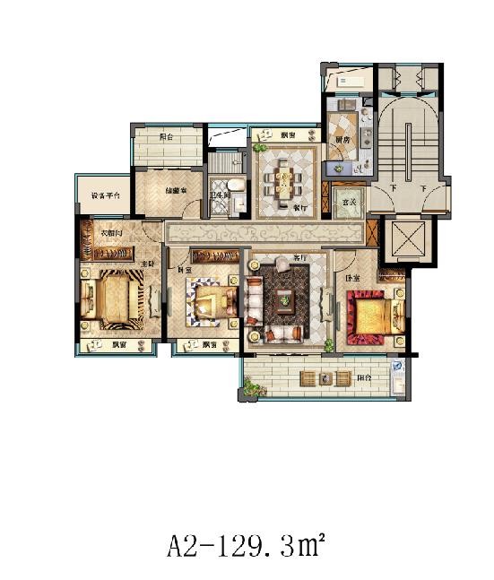 A2戶型  建筑面積：129㎡