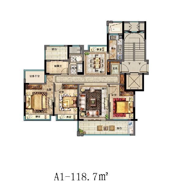A1戶型  建筑面積：118㎡