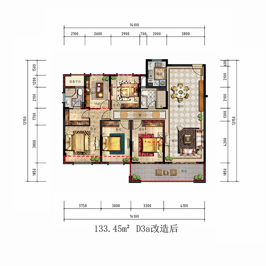 D3a戶(hù)型 建筑面積：133㎡