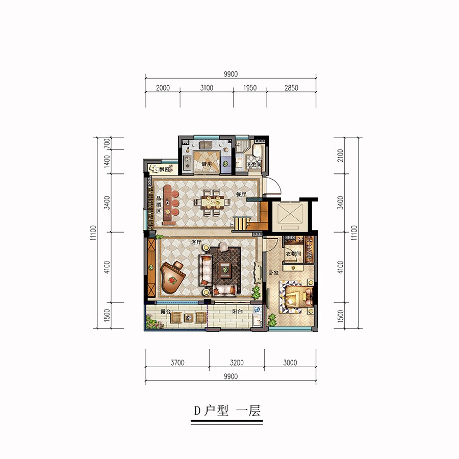 D戶型1層 建筑面積：142㎡