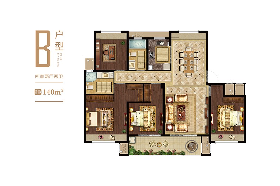 B戶型 建筑面積：140㎡