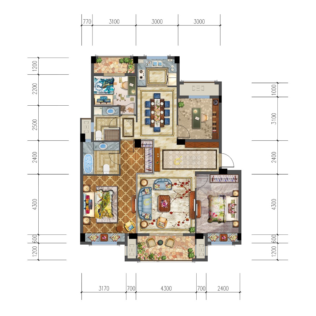 洋房B戶型 建筑面積：135㎡