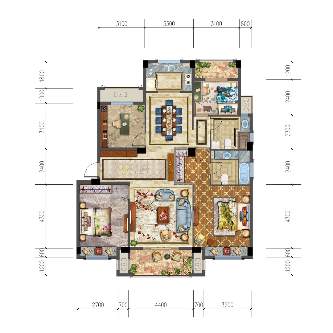 洋房A戶型 建筑面積：145㎡