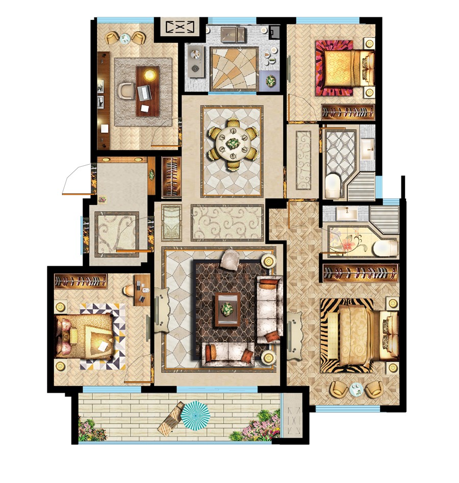 D1戶型 建筑面積：125㎡