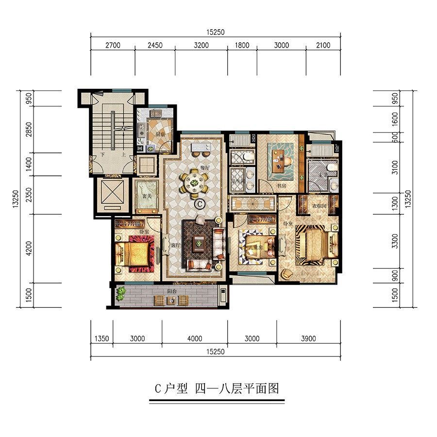 C戶型 四一八層平面圖 建筑面積：