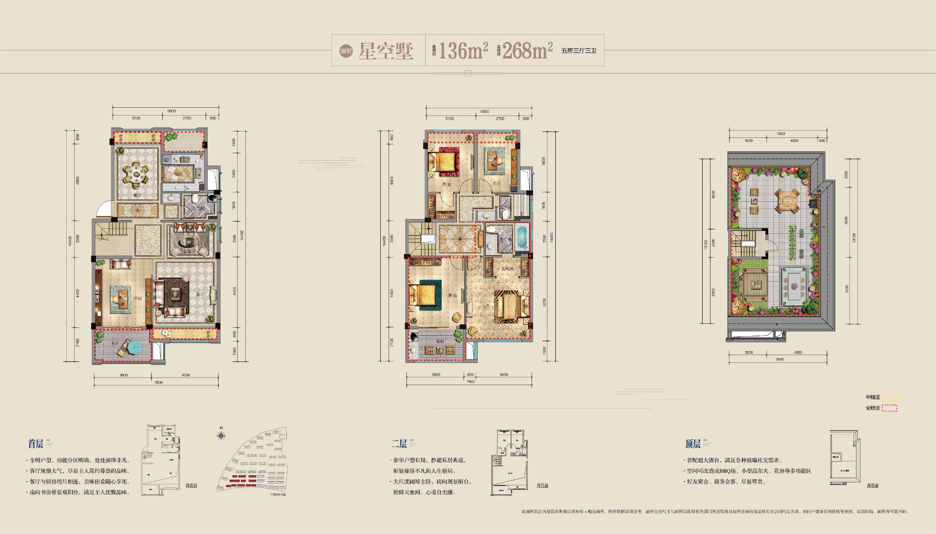 星空墅 建筑面積：約136㎡