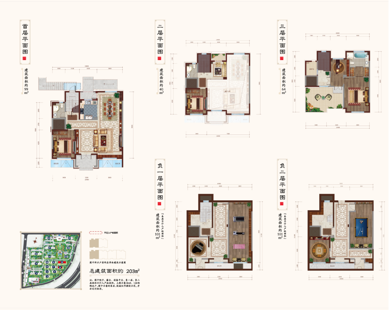 聯排別墅 建筑面積：170平米